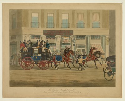 The Duke of Beaufort Coach, Starting from the Bull & Mouth, Regents Circus, Piccadilly, pub. 1841 by William Joseph Shayer
